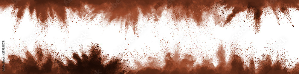 Brown powder explosion isolated on white background. Brown powder explosion isolated on white background.