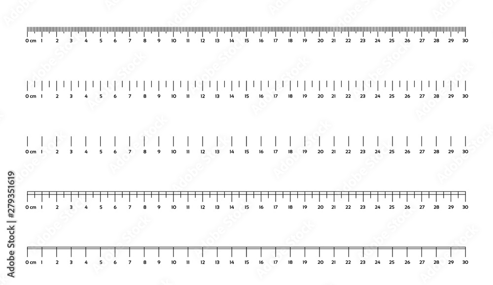 Marking rulers on a white background 30 centimeters various markup options Marking rulers on a white background 30 centimeters various markup options