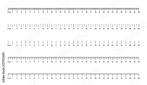 Marking rulers on a white background 30 centimeters various markup options photo