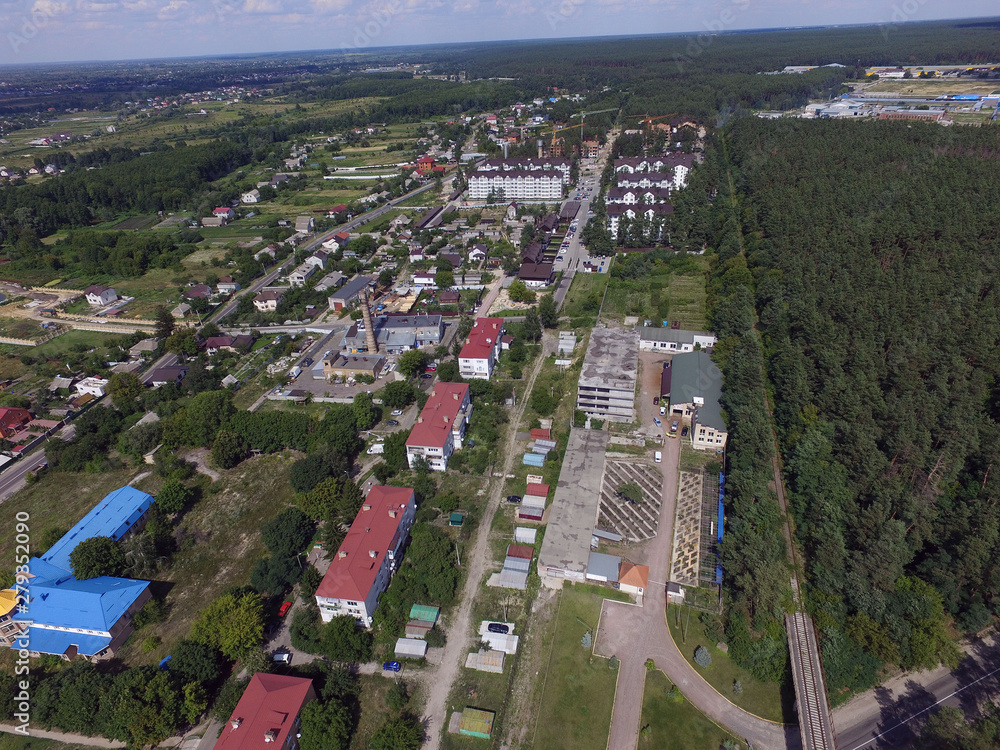 Naklejka premium Aerial view of the Saburb landscape (drone image).Kiev Region