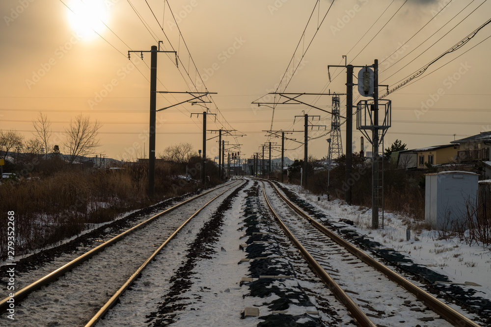 冬の鉄道線路