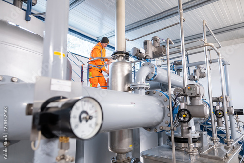 Wide shot of pipelines and equipment of waterworks utility