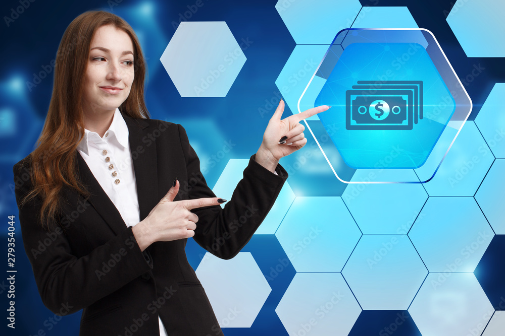 The concept of business, technology, the Internet and the network. A young entrepreneur working on a virtual screen of the future and sees the inscription: The concept of business, technology, the Internet and the network. A young entrepreneur working on a virtual screen of the future and sees the inscription:
