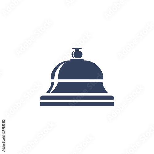 Black silhouette bell icon. Bell on reception for the hotel and hospital. Service object isolated on white background. Vector illustration flat design.
