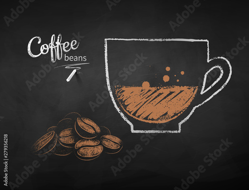 Vector illustration of coffee cup and beans