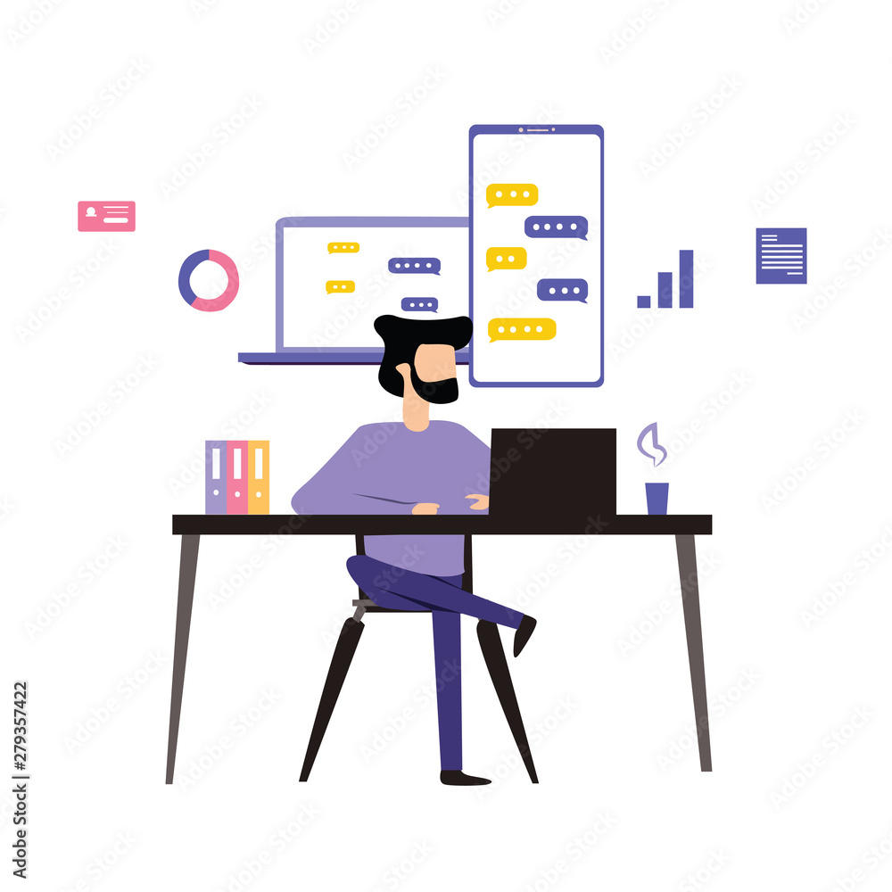Man Working Vector Template Design Illustration Man Working Vector Template Design Illustration