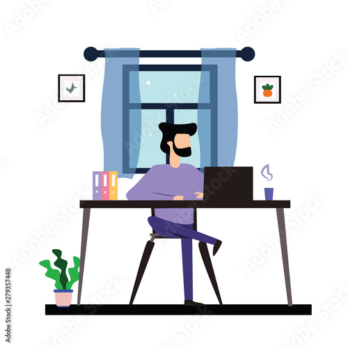 Man Working Vector Template Design Illustration