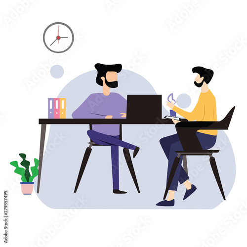 Wallpaper Mural Man Working Vector Template Design Illustration Torontodigital.ca