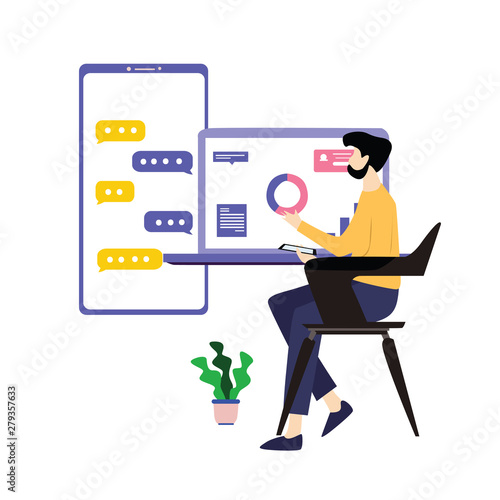 Man Working Vector Template Design Illustration