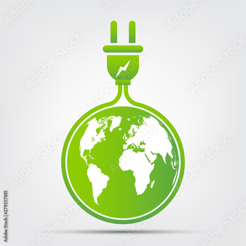 Energy ideas save the world concept Power plug green ecology