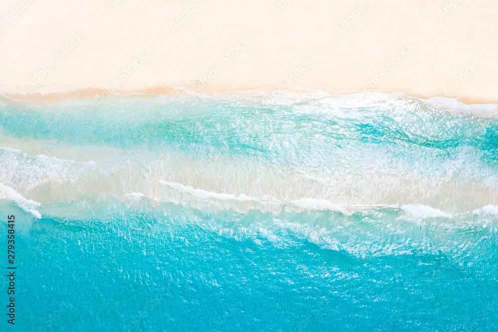 Aerial view from drone on tropical island with turquoise caribbean sea
