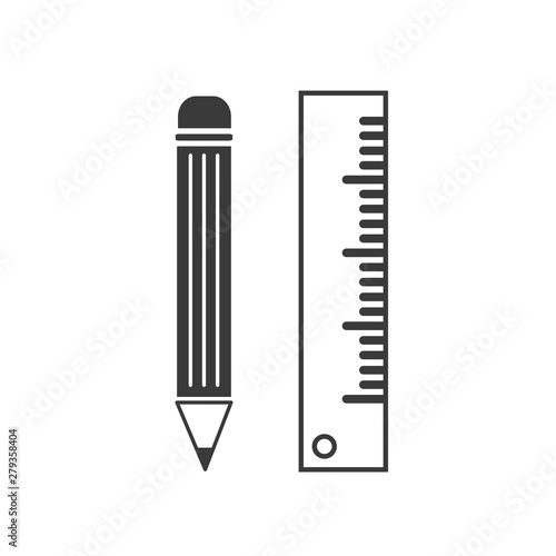 Pencil and ruler icon template color editable vector sign isolated on white background.