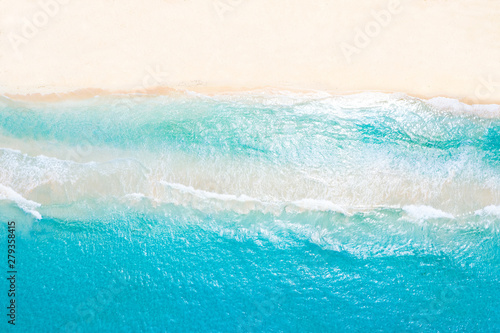 Aerial view from drone on tropical island with turquoise caribbean sea