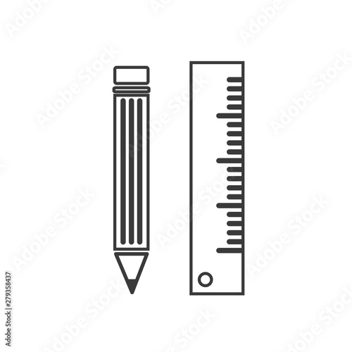 Pencil and ruler icon template color editable vector sign isolated on white background.