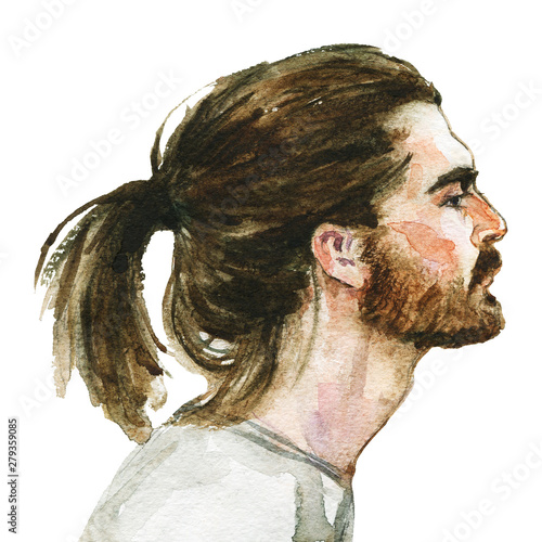 Watercolor man portrait