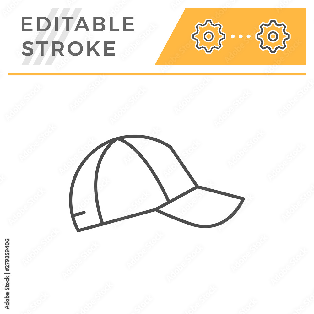 Fototapeta premium Baseball cap editable stroke line icon