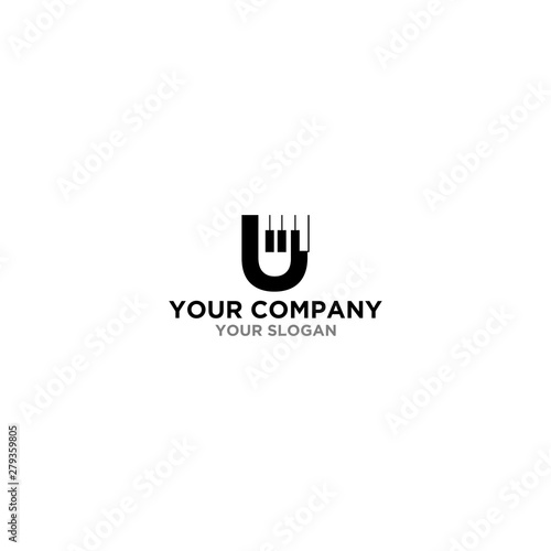 U Piano Logo Design Vector