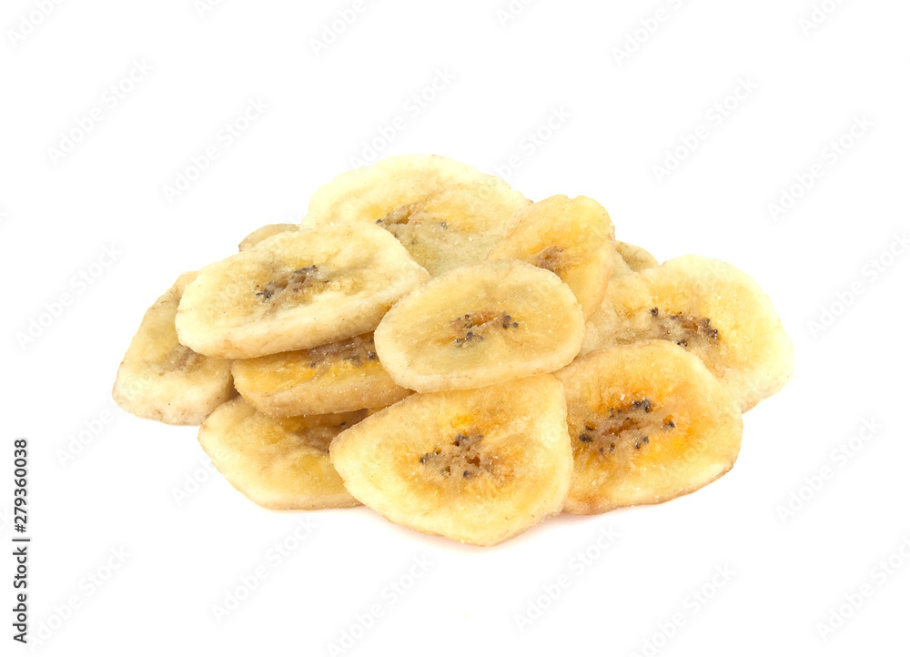 banana chips on white background banana chips on white background