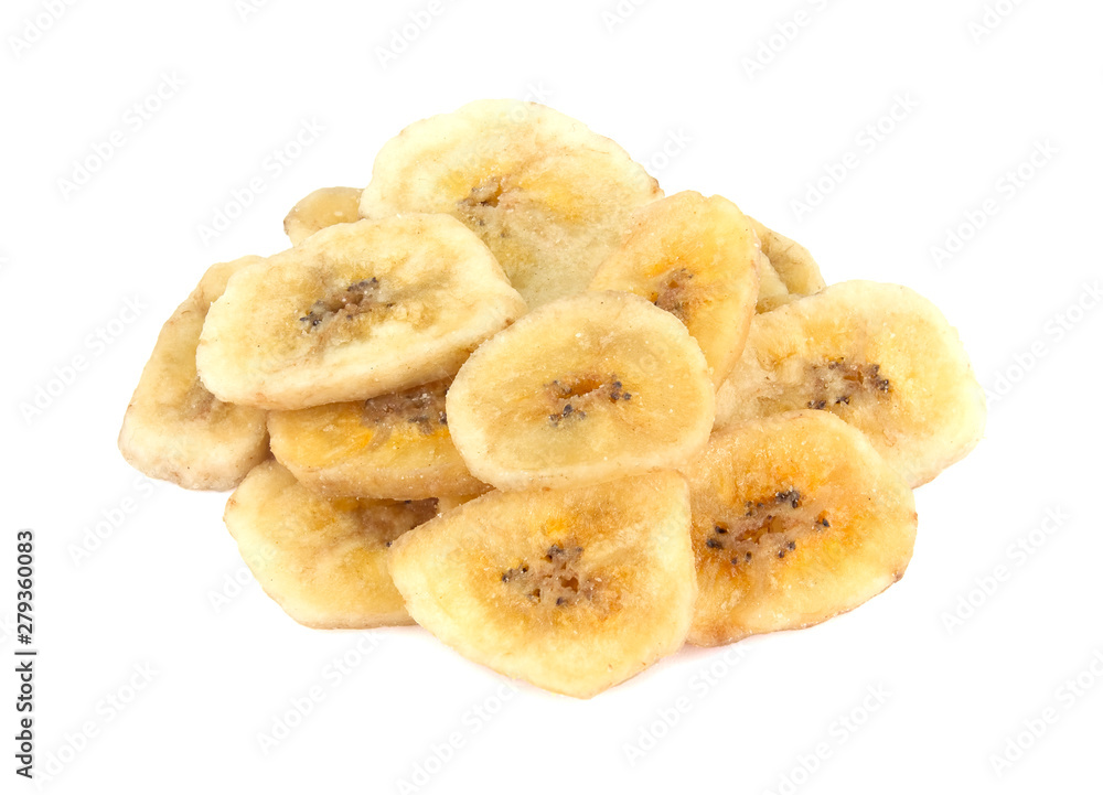 banana chips on white background banana chips on white background