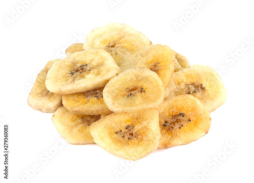 banana chips on white background