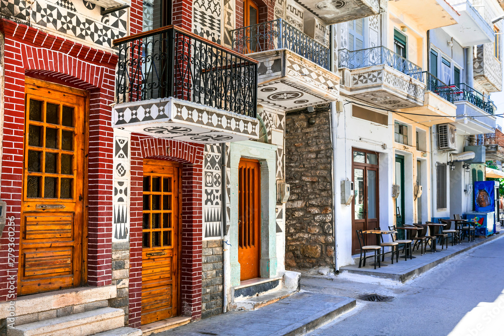 Most beautiful villages of Greece - unique traditional  Pyrgi in Chios island with ornamental houses