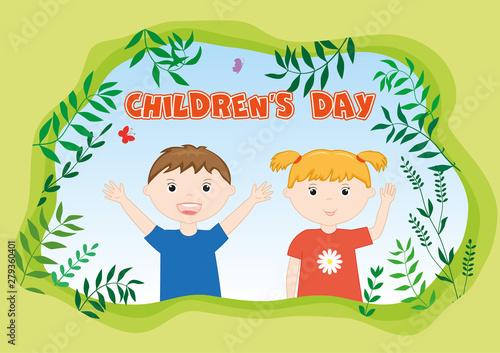 Children's Day. Card with b...