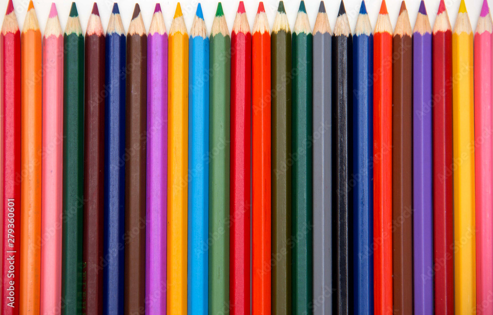 Color pencils isolated on white background. Close up. Color pencils isolated on white background. Close up.