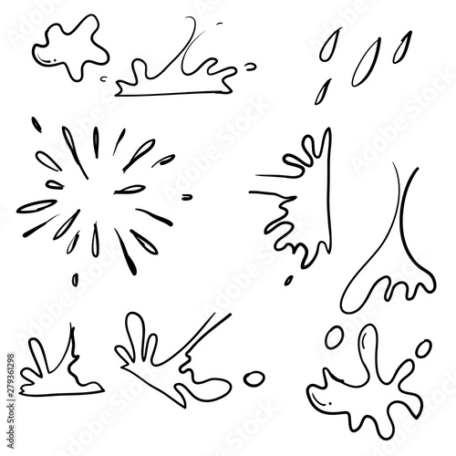 hand drawn doodle water splatter drop liquid illustration vector