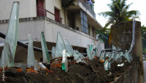 Concrete Fence made of glass. Security.