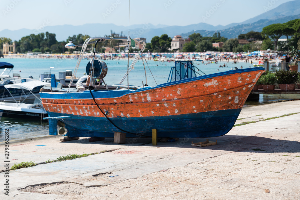 Boats in the port of Mondello Sicily