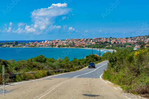 Roads of Peloponnese, Greece, travel with car, caravan of camper © barmalini