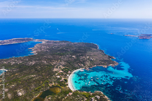 Sardinia aerial photography, beach, sea, yacht and summer