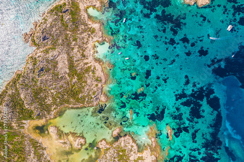 Fototapeta Naklejka Na Ścianę i Meble -  Sardinia aerial photography, beach, sea, yacht and summer