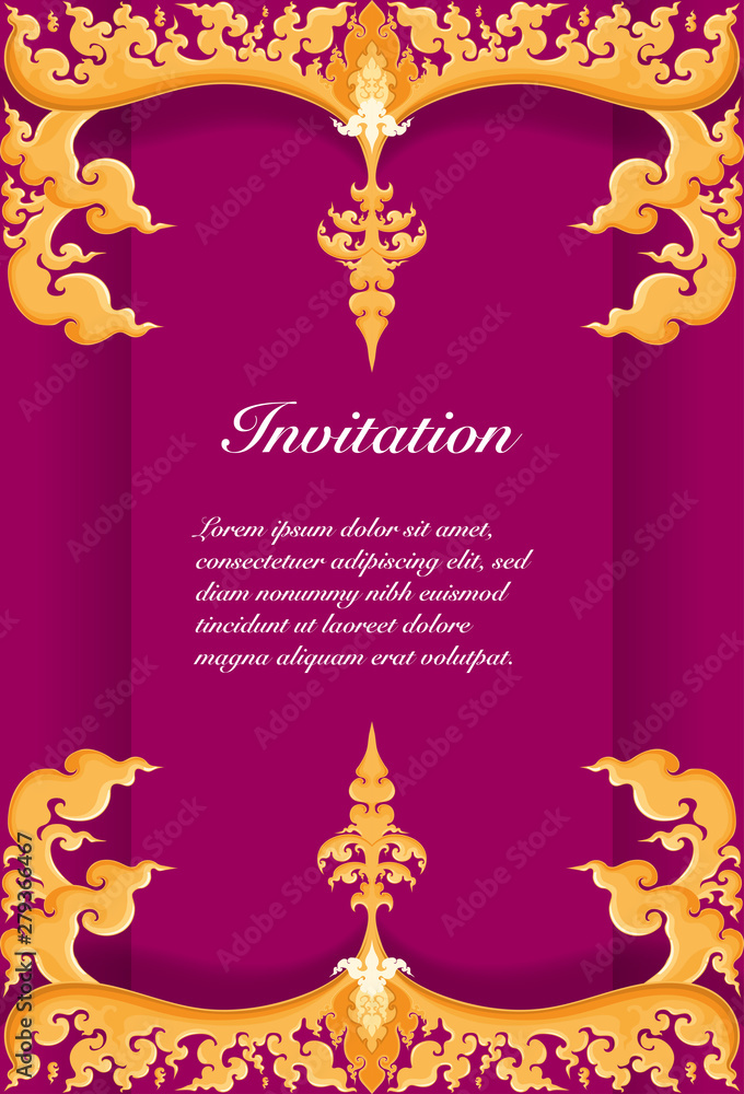 Vector of invitation card template, background and frame border. Thai  contemporary art vintage illustration design Stock Vector | Adobe Stock