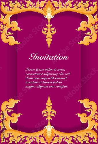 Vector of invitation card template, background and frame border. Thai  contemporary art vintage illustration design Stock Vector | Adobe Stock