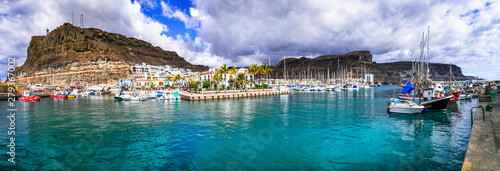 Landscapes of Gran Canaria (Grand Canary) - picturesque marina and town Puerto de Mogan , Canary islands photo