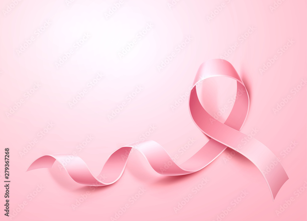 Breast cancer awareness symbol. realistic pink ribbon on isolated white background. Women health care support symbol. female hope satin emblem. Vector illustration Breast cancer awareness symbol. realistic pink ribbon on isolated white background. Women health care support symbol. female hope satin emblem. Vector illustration