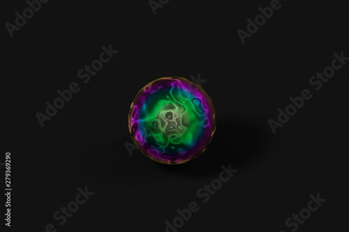 Spheres with the colorful surface  dark background  3d rendering.