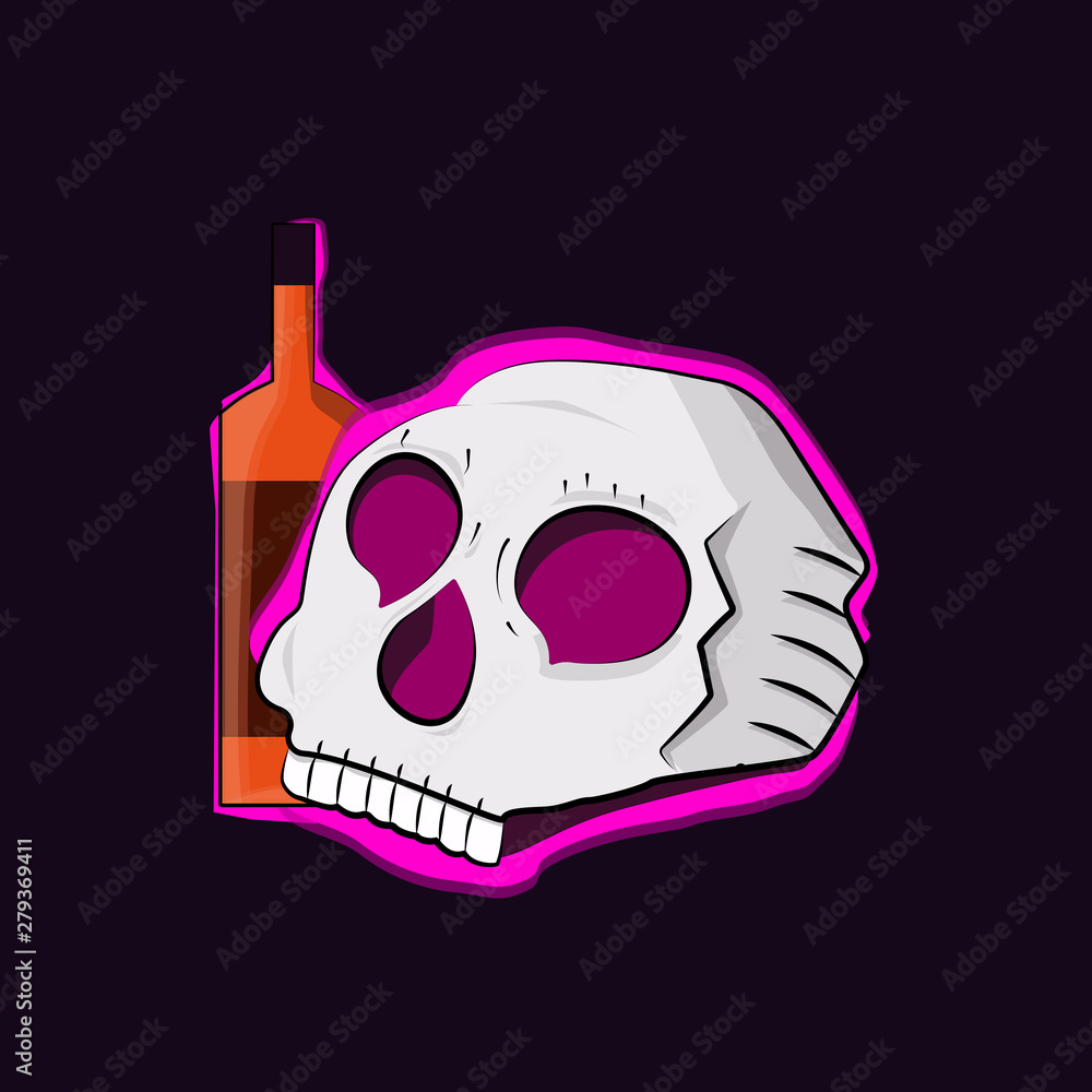 Whiskey of Death Art, To musch of alcohol can kill you. Stock Vector