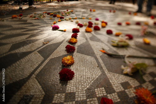 Flowers on Central Park Imagine Memorial