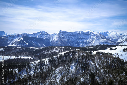 Beautiful view of Sankt Gilgen, Wolfgangsee And Zwolferhorn Mountain Cable Car, Salzkammergut, Austria