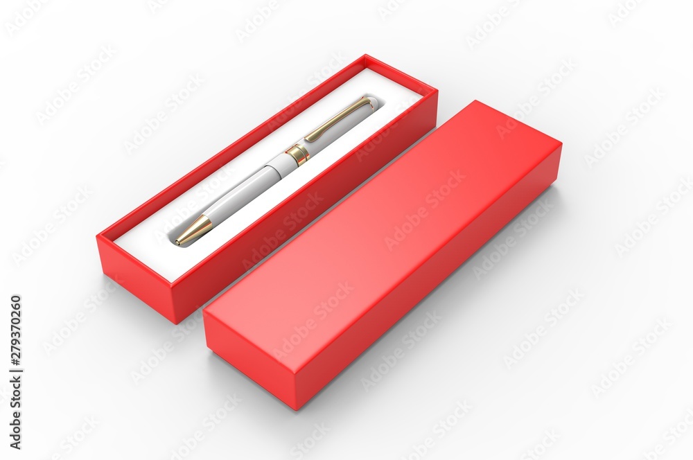 Blank Paper Packaging Pen Box with Foam Insert tray. 3d render illustration. Blank Paper Packaging Pen Box with Foam Insert tray. 3d render illustration.