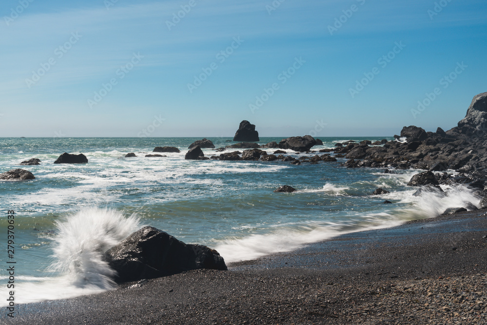 Perfect blue sky afternoon on the ocean beach coastline in Northern Califorinia Perfect blue sky afternoon on the ocean beach coastline in Northern Califorinia