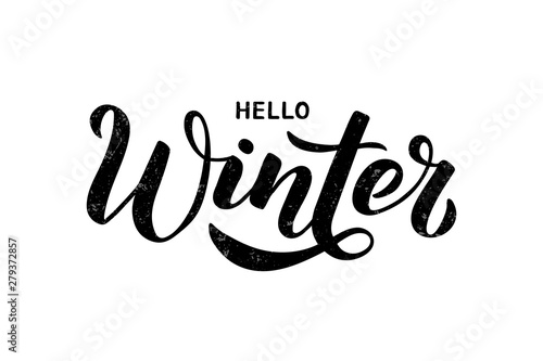 Hello Winter - Hand written lettering phrase.