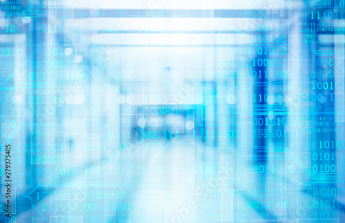 abstract defocused blurred technology space background  empty business corridor or shopping mall. Medical and hospital corridor defocused background with modern laboratory  clinic 