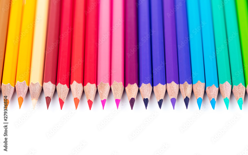 Color pencils on white background. Color pencils on white background.