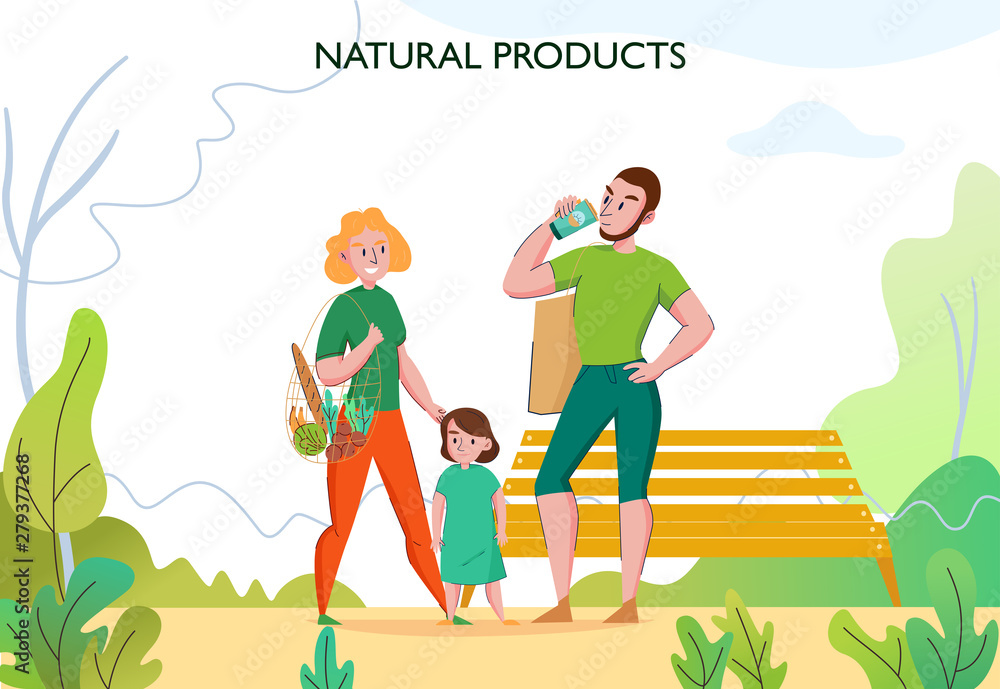 Obraz premium Zero Waste Family Illustration