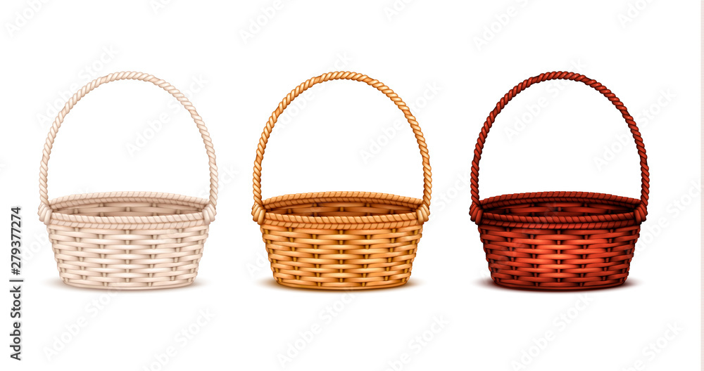 Wicker Baskets Realistic Set