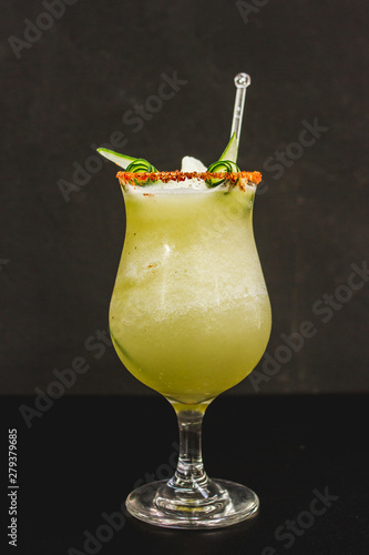cocktail with cucumber and lemon