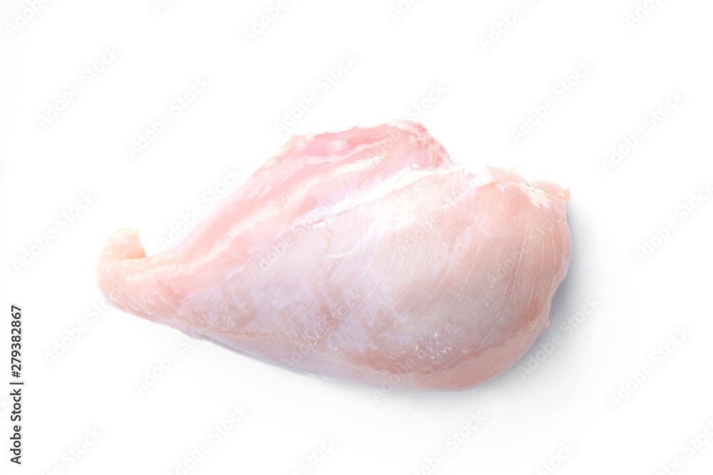 close up of chicken breast meat isolated on white background. close up of chicken breast meat isolated on white background.